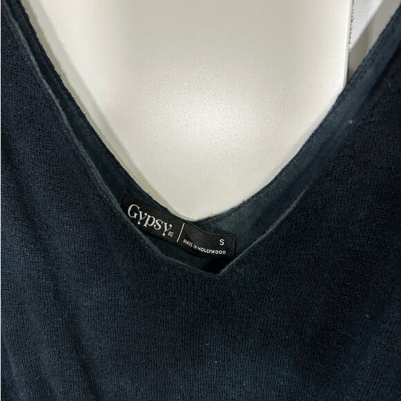 Gypsy 05 Navy Blue Boho Mini Dress Size‎ S – Silk Blend, Festival Style Y2k - Picture 3 of 8